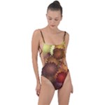 Flower Flora Decoration Pattern Drawing Floral Tie Strap One Piece Swimsuit