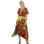 Flower Flora Decoration Pattern Drawing Floral Cross Front Sharkbite Hem Maxi Dress