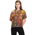 Flower Flora Decoration Pattern Drawing Floral One Shoulder Cut Out Tee