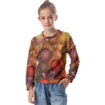 Flower Flora Decoration Pattern Drawing Floral Kids  Long Sleeve Tee with Frill 