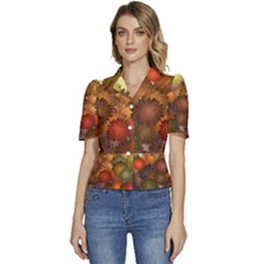 Puffed Short Sleeve Button Up Jacket 