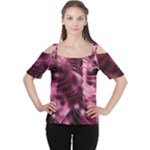 Flower Flora Decoration Pattern Drawing Leaves Cutout Shoulder Tee