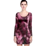 Flower Flora Decoration Pattern Drawing Leaves Long Sleeve Velvet Bodycon Dress