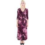 Flower Flora Decoration Pattern Drawing Leaves Quarter Sleeve Wrap Maxi Dress