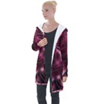 Flower Flora Decoration Pattern Drawing Leaves Longline Hooded Cardigan