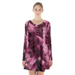 Flower Flora Decoration Pattern Drawing Leaves Long Sleeve Velvet V-neck Dress