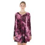 Flower Flora Decoration Pattern Drawing Leaves Long Sleeve Velvet V-neck Dress