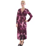 Flower Flora Decoration Pattern Drawing Leaves Velvet Maxi Wrap Dress