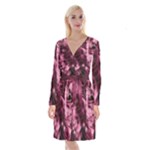 Flower Flora Decoration Pattern Drawing Leaves Long Sleeve Velvet Front Wrap Dress