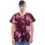 Flower Flora Decoration Pattern Drawing Leaves Men s V-Neck Scrub Top