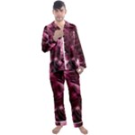 Flower Flora Decoration Pattern Drawing Leaves Men s Long Sleeve Satin Pajamas Set