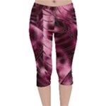 Flower Flora Decoration Pattern Drawing Leaves Velvet Capri Leggings 