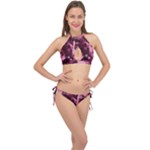 Flower Flora Decoration Pattern Drawing Leaves Cross Front Halter Bikini Set