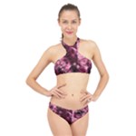 Flower Flora Decoration Pattern Drawing Leaves High Neck Bikini Set