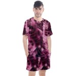 Flower Flora Decoration Pattern Drawing Leaves Men s Mesh Tee and Shorts Set