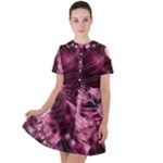 Flower Flora Decoration Pattern Drawing Leaves Short Sleeve Shoulder Cut Out Dress 