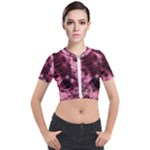 Flower Flora Decoration Pattern Drawing Leaves Short Sleeve Cropped Jacket