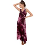 Flower Flora Decoration Pattern Drawing Leaves V-Neck Chiffon Maxi Dress