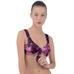 Flower Flora Decoration Pattern Drawing Leaves Front Tie Bikini Top