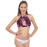 Flower Flora Decoration Pattern Drawing Leaves Cross Front Halter Bikini Top