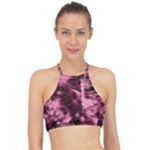 Flower Flora Decoration Pattern Drawing Leaves Racer Front Bikini Top