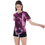 Flower Flora Decoration Pattern Drawing Leaves Asymmetrical Short Sleeve Sports Tee