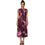 Flower Flora Decoration Pattern Drawing Leaves Sleeveless Round Neck Midi Dress