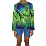 Fractal Art Pattern Abstract Fantasy Digital Kids  Long Sleeve Swimwear