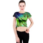 Fractal Art Pattern Abstract Fantasy Digital Crew Neck Crop Top