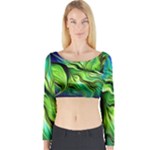 Fractal Art Pattern Abstract Fantasy Digital Long Sleeve Crop Top