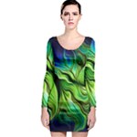 Fractal Art Pattern Abstract Fantasy Digital Long Sleeve Bodycon Dress