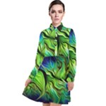 Fractal Art Pattern Abstract Fantasy Digital Long Sleeve Chiffon Shirt Dress