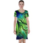 Fractal Art Pattern Abstract Fantasy Digital Short Sleeve Nightdress