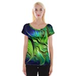 Fractal Art Pattern Abstract Fantasy Digital Cap Sleeve Top