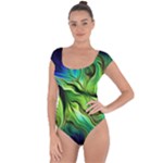 Fractal Art Pattern Abstract Fantasy Digital Short Sleeve Leotard 