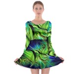 Fractal Art Pattern Abstract Fantasy Digital Long Sleeve Skater Dress