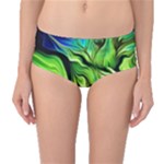 Fractal Art Pattern Abstract Fantasy Digital Mid-Waist Bikini Bottoms