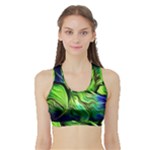 Fractal Art Pattern Abstract Fantasy Digital Sports Bra with Border