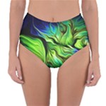 Fractal Art Pattern Abstract Fantasy Digital Reversible High-Waist Bikini Bottoms