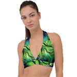 Fractal Art Pattern Abstract Fantasy Digital Halter Plunge Bikini Top