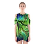 Fractal Art Pattern Abstract Fantasy Digital Shoulder Cutout One Piece Dress