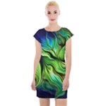 Fractal Art Pattern Abstract Fantasy Digital Cap Sleeve Bodycon Dress