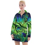 Fractal Art Pattern Abstract Fantasy Digital Women s Long Sleeve Casual Dress