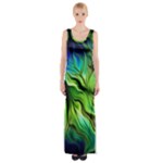 Fractal Art Pattern Abstract Fantasy Digital Thigh Split Maxi Dress