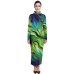 Fractal Art Pattern Abstract Fantasy Digital Turtleneck Maxi Dress