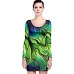 Fractal Art Pattern Abstract Fantasy Digital Long Sleeve Velvet Bodycon Dress