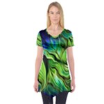 Fractal Art Pattern Abstract Fantasy Digital Short Sleeve Tunic 