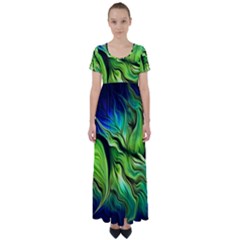 High Waist Short Sleeve Maxi Dress 
