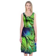 Fractal Art Pattern Abstract Fantasy Digital Midi Sleeveless Dress from ArtsNow.com