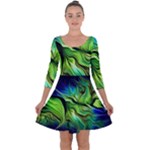 Fractal Art Pattern Abstract Fantasy Digital Quarter Sleeve Skater Dress